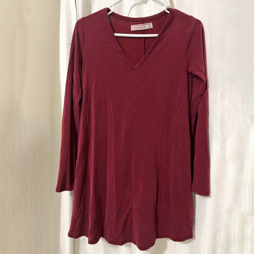 Abercrombie & Fitch Cranberry Red Long-sleeve T-shirt Dress